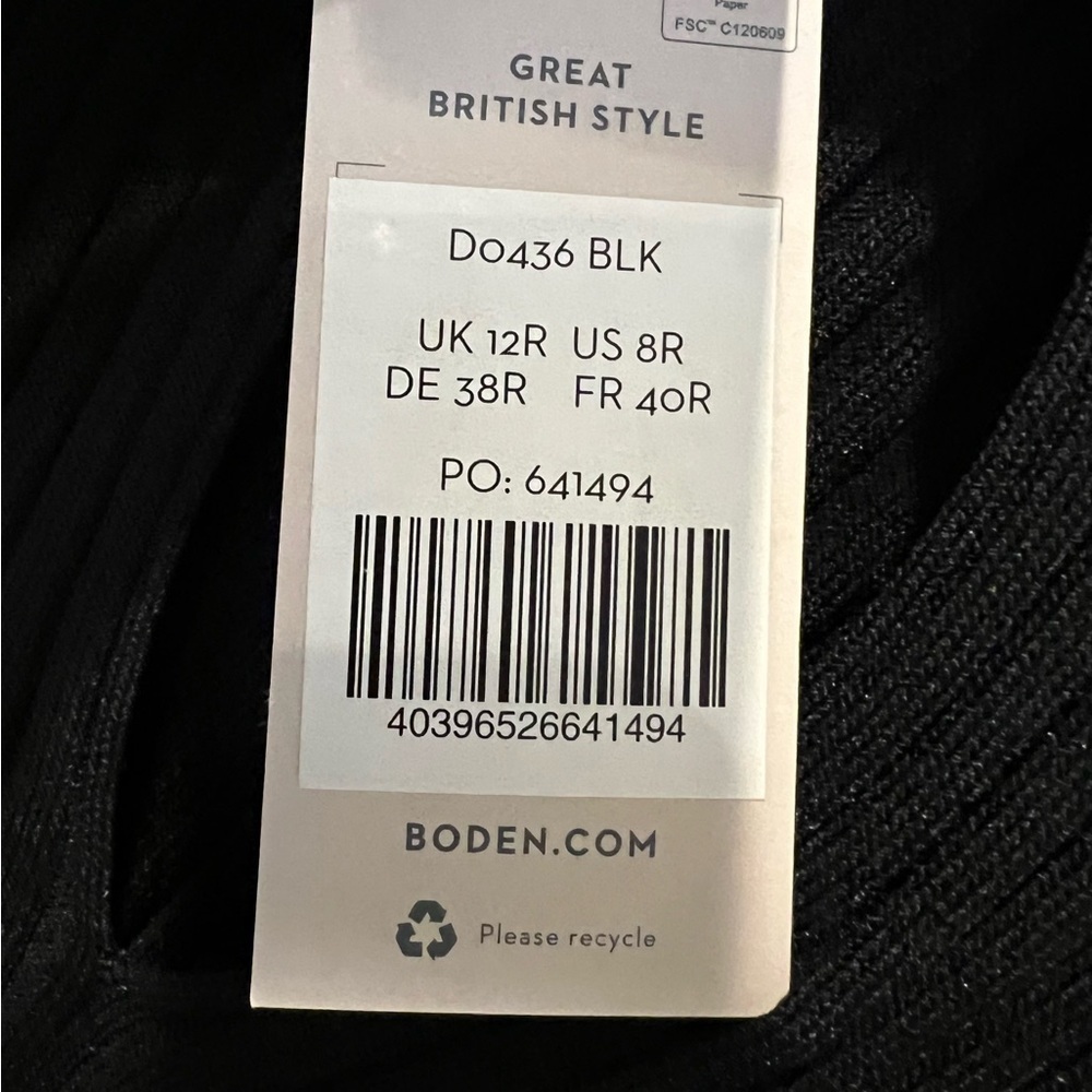 Boden Ribbed Cut Out Dress Knit Midi Body Con Size 8 Black NEW. 1348 - Picture 5 of 8